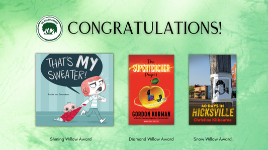 Digital graphic. Text reads "Congratulations. Featured are the winners of the Shining Willow, Diamond Willow and Snow Willow.