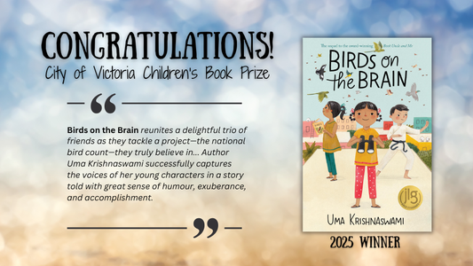 Digital graphic. Text reads "Congratulations! City of Victoria Children's Book Prize."