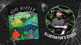 Digital banner features the cover of Bog Myrtle and author photo of Sid Sharp