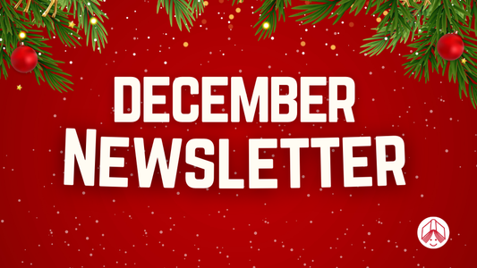 Digital graphic. Holidays garland adorns the top edge. Text reads "December Newsletter."
