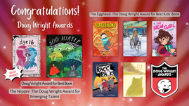 Digital graphic. Text reads "Congratulations! Doug Wright Awards." Featured are the cover images of the shortlisted titles.
