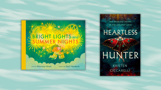 Digital graphic featuring book covers