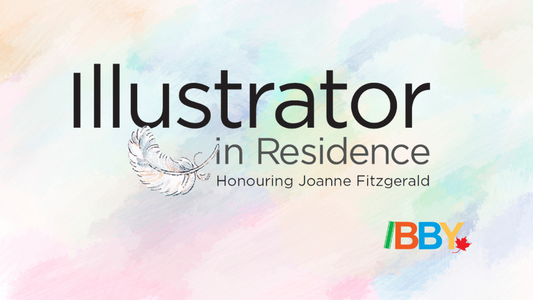 Graphic design. Text reads "Illustrator in Residence. Honouring Joanne Fitzgerald." 