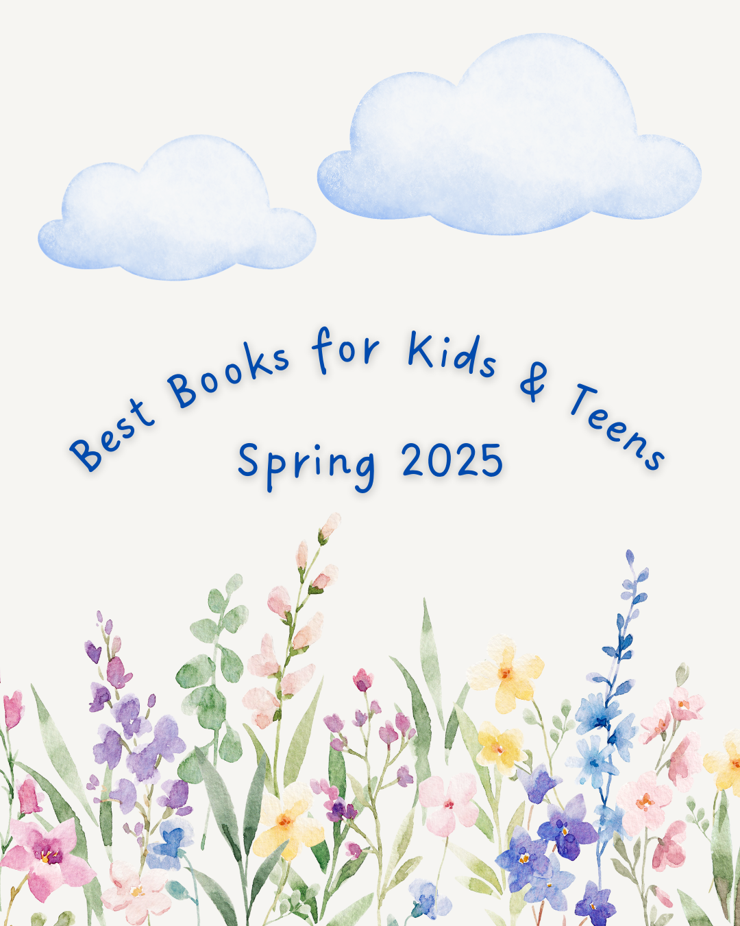 Digital graphic. Spring flowers blossom from bottom edge. Text reads 