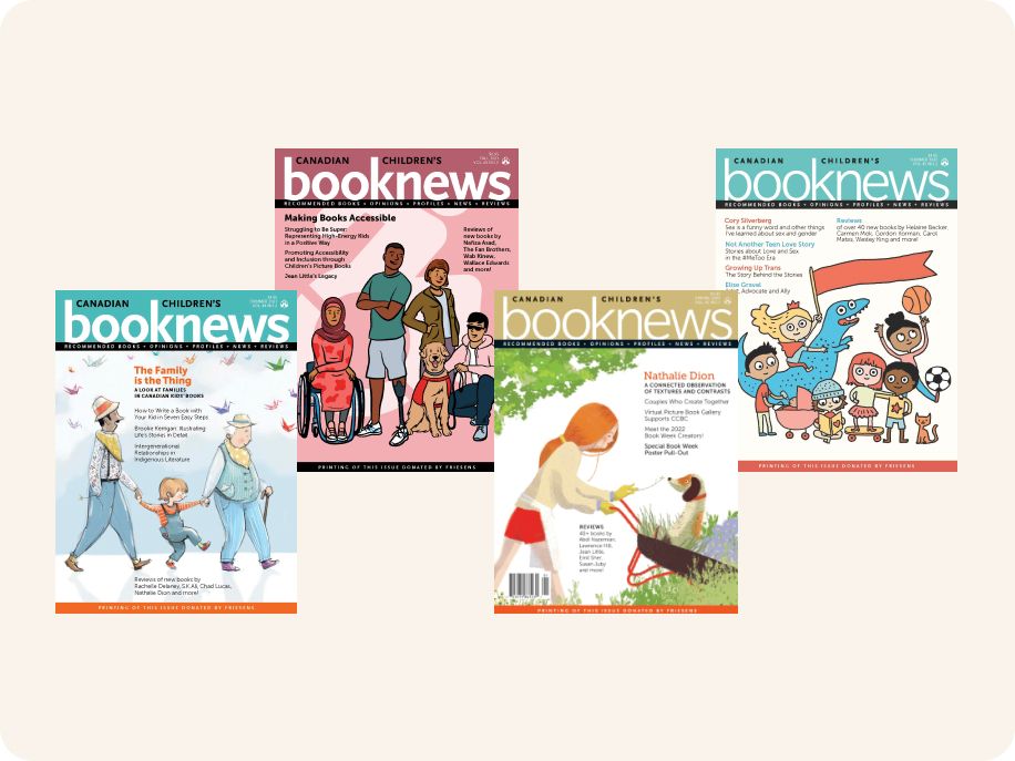 Four covers of the Canadian Children's BookNews magazine