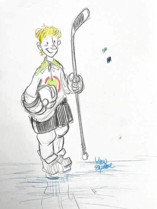 Kevin Sylvester - Study for young Wayne Gretzky from the picture book GREAT (2)