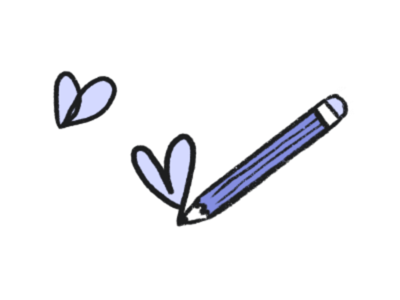 two hearts and a pencil icon